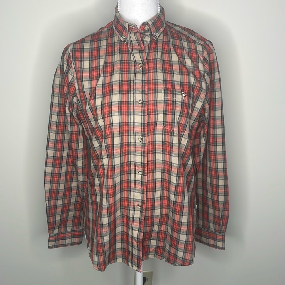 Lee Green, Red & Gray Plaid Button Down. Vintage. Y2K